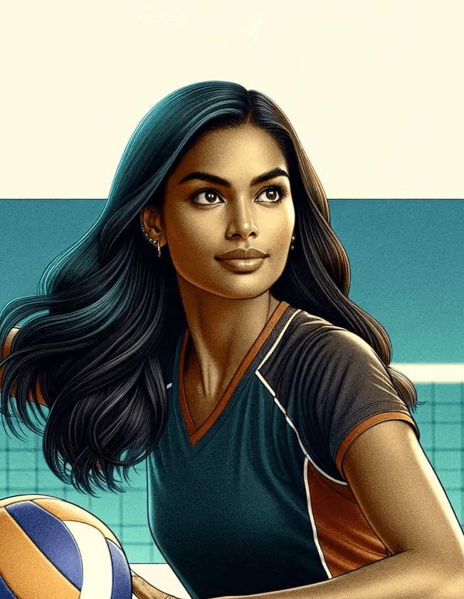 Maaya Lakshmi playing volleyball